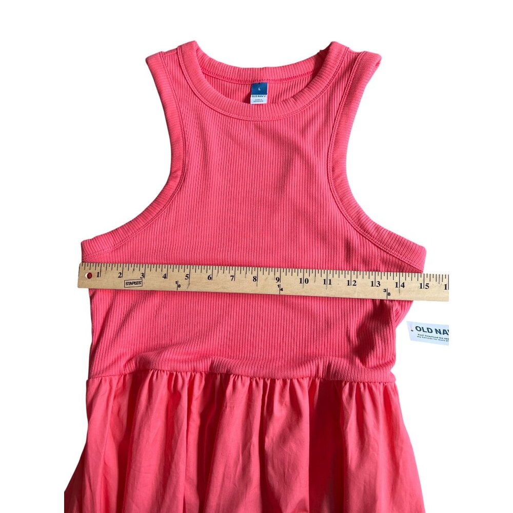Old Navy Fit & Flare Coral Ribbed Tank Midi Dress Womens Sleeveless Large - Picture 12 of 14